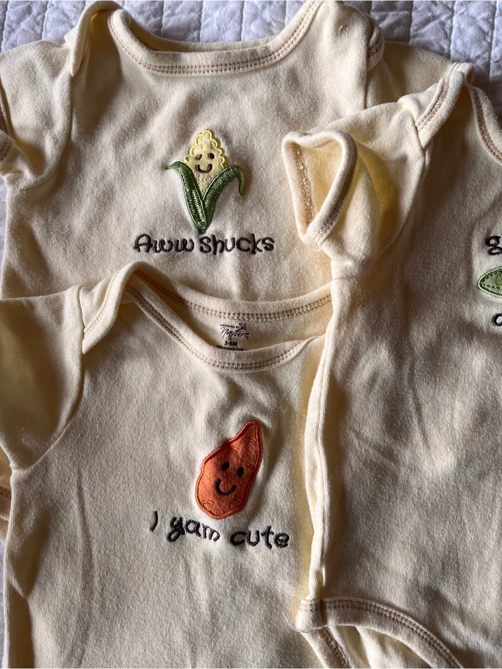 Set of 3 Vegetable Pun Onesies 6m